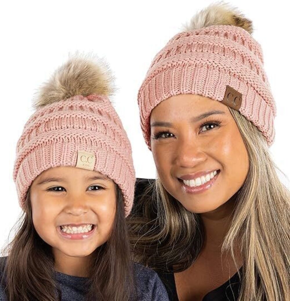 6359 Matching 2 Pack: Adult/Toddler Single POM - Indi Pink